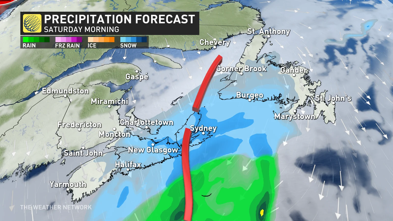 Atlantic Canada precip Sat AM