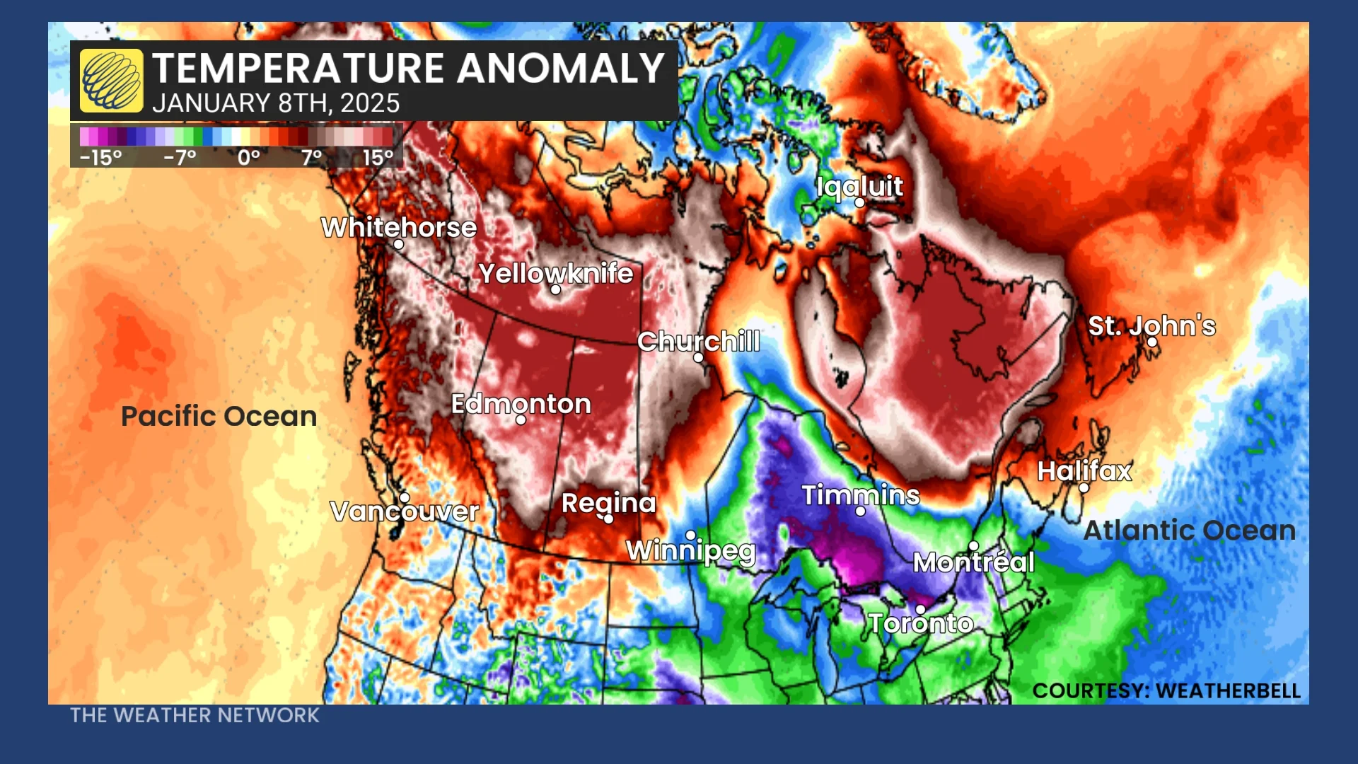 Baron - Western Canada temperature anomaly - Jan8