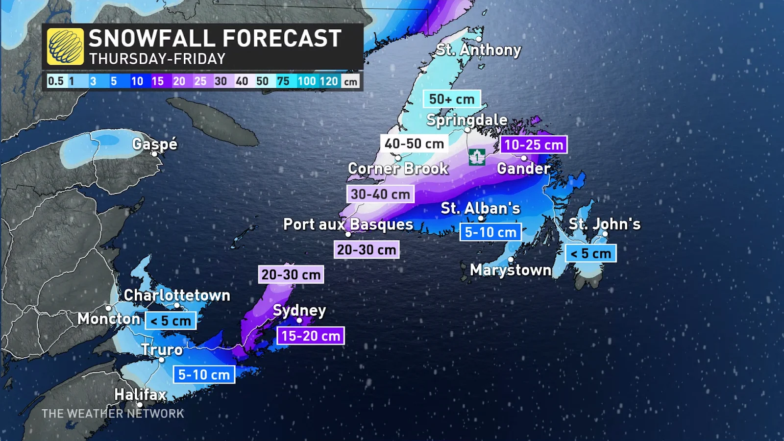Atlantic Canada snowfall totals