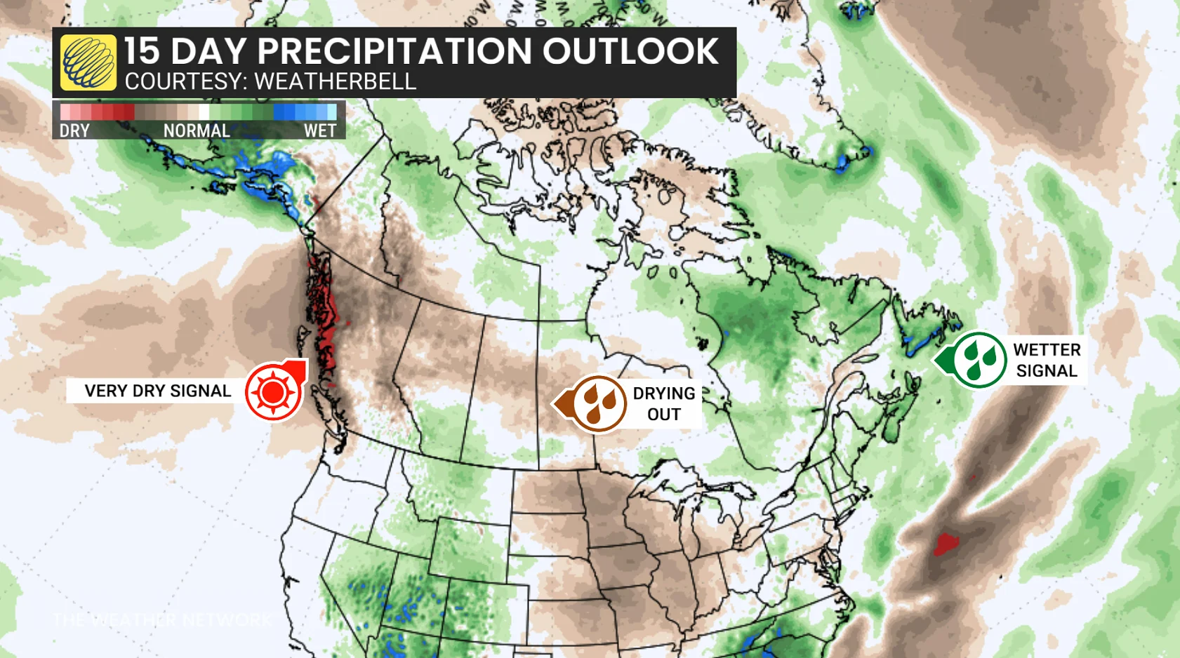 Canada forecast precipitation outlook for July 2026