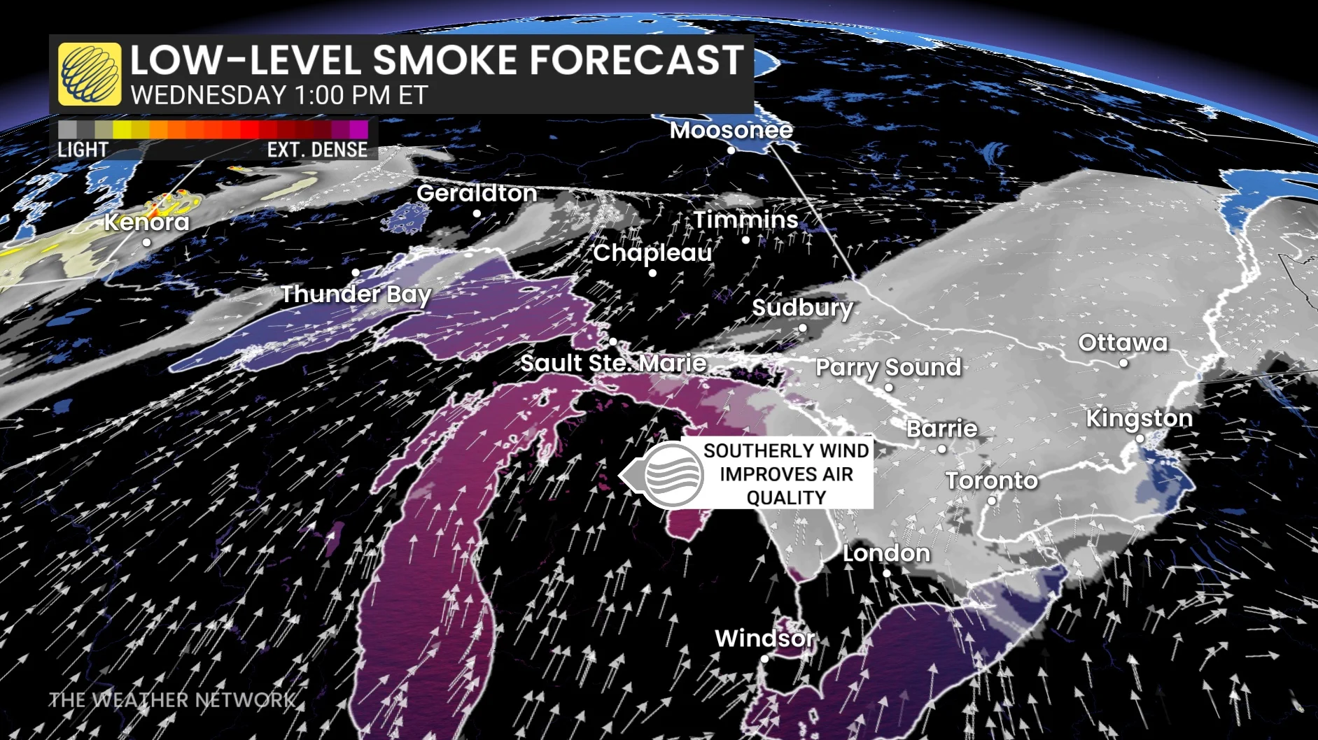 Low-level smoke forecast Ontario Wednesday afternoon