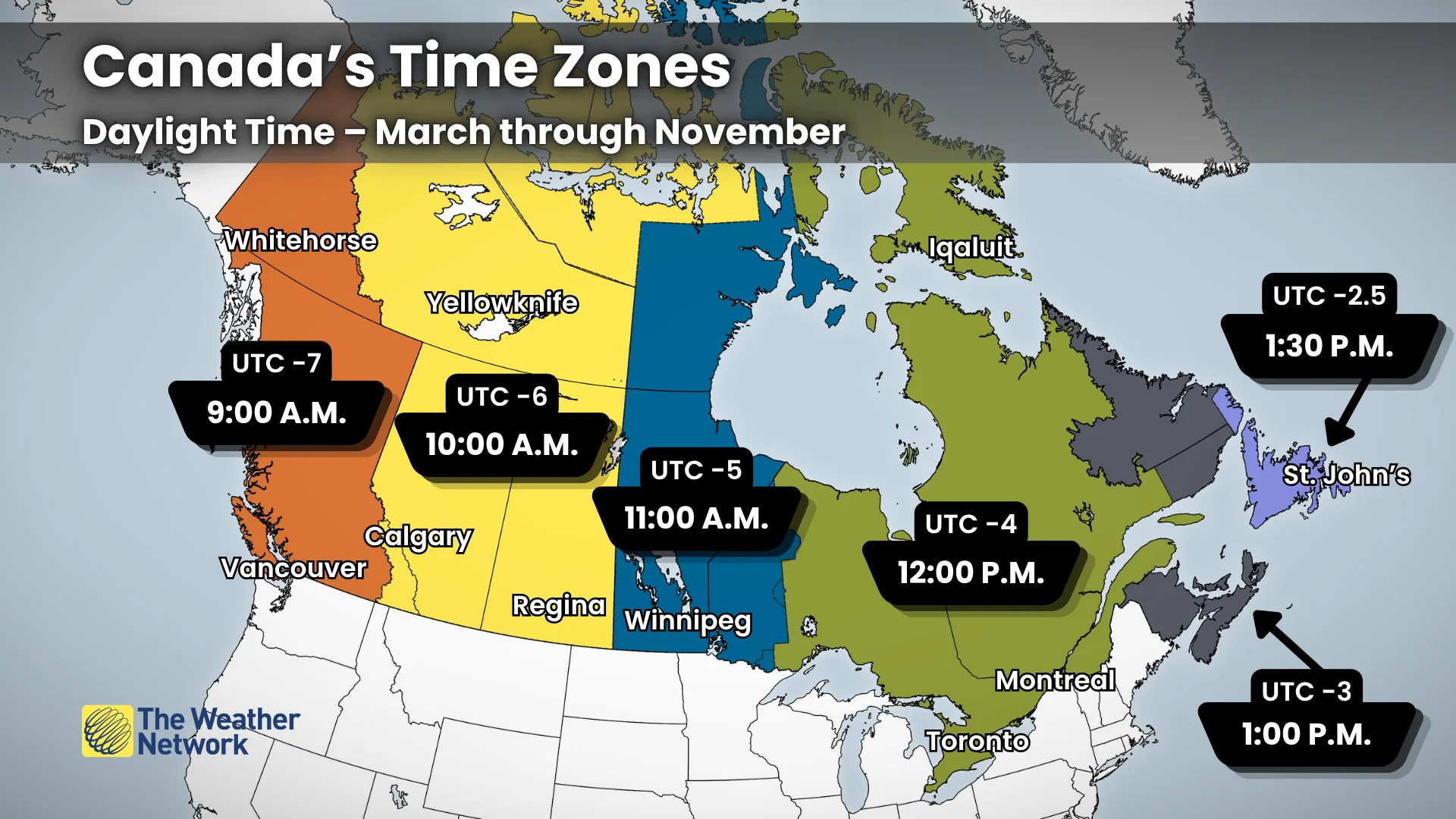 Canada Time Zones Summer Daylight Time