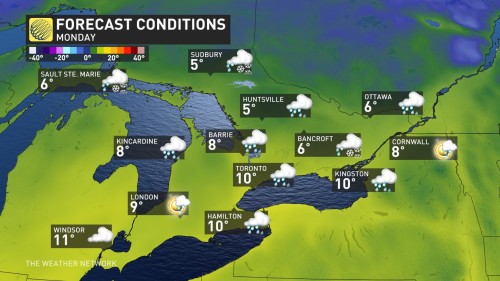 The Weather Network Ontario Mild start to the week before