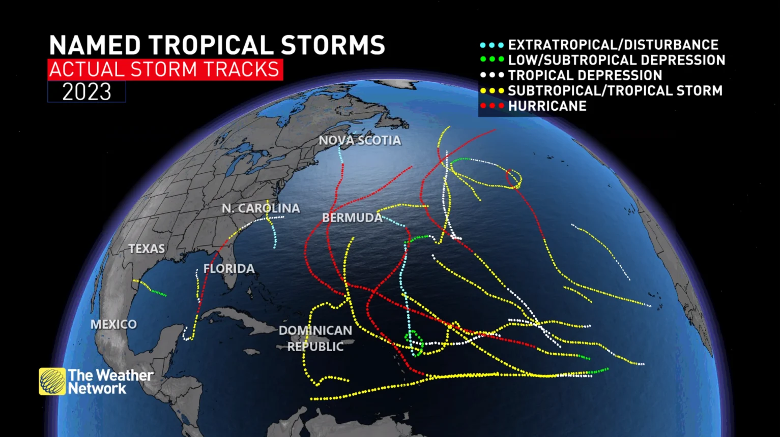 2023 Atlantic hurricane season tracks