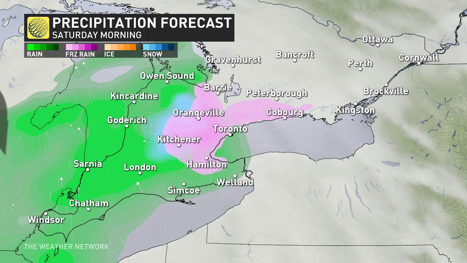 Ontario precip Saturday morning