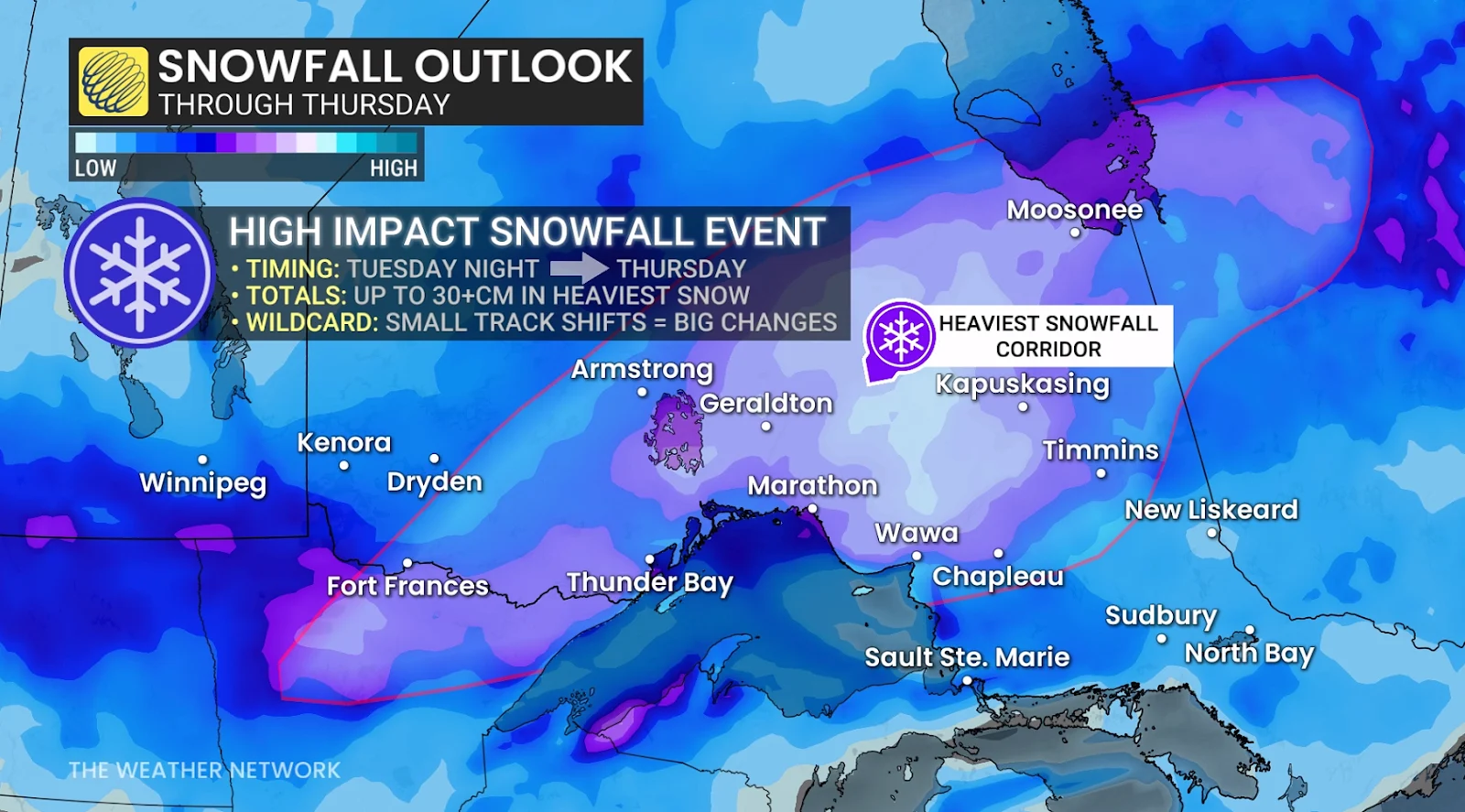Northern Ontario Thursday snowfall outlook - Nov. 23, 2025