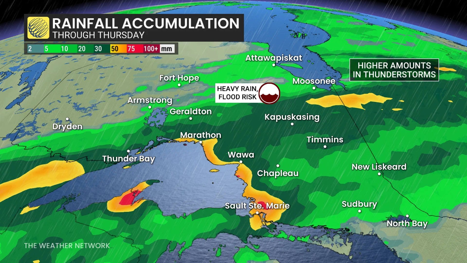 Baron - Northern Ontario rainfall through Thursday - July 23