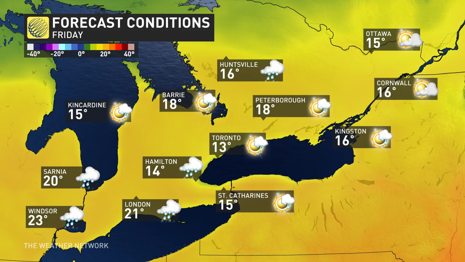 Baron - Friday temperatures in southern Ontario - April 23