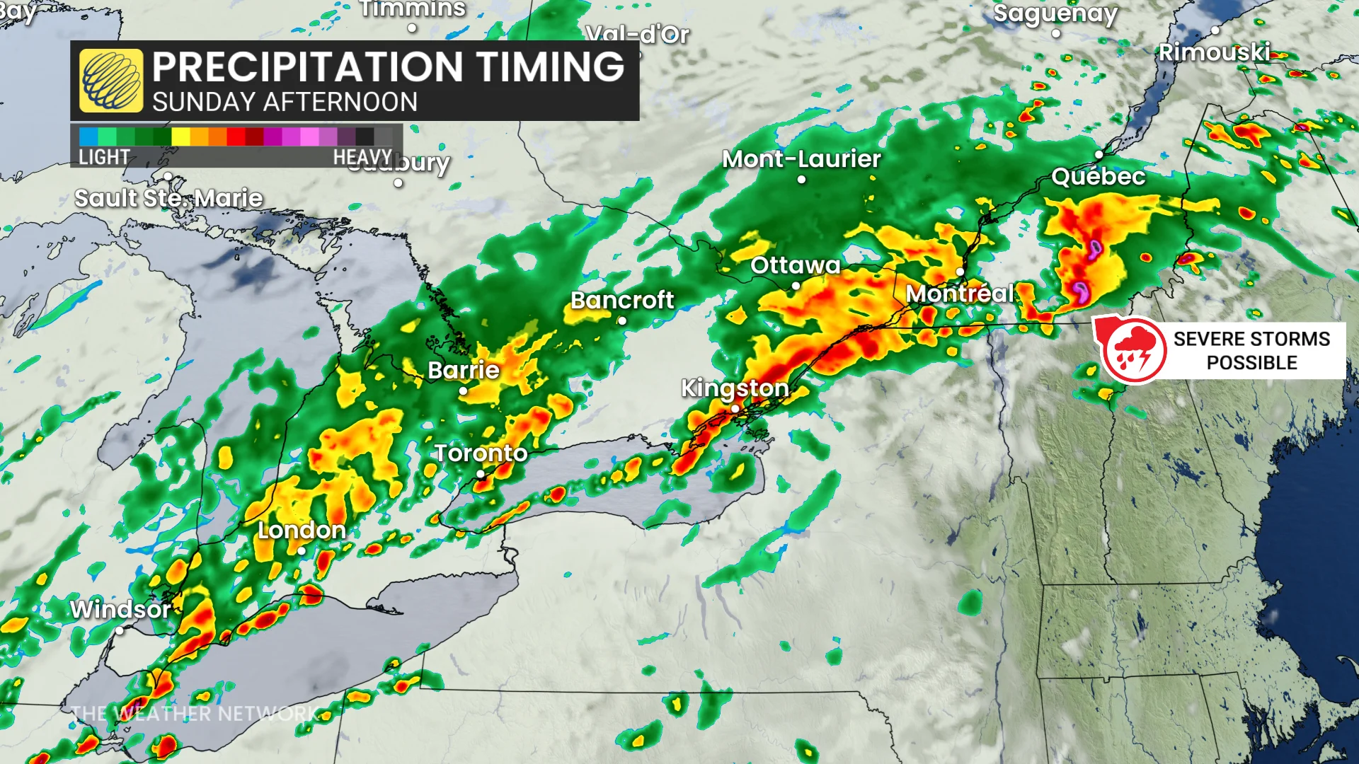 Ontario and Quebec Sunday afternoon forecast storms - June 14, 2026