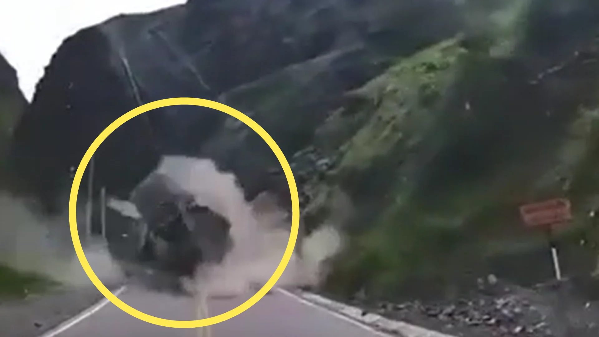 See it: Boulders collide with trucks in Peru