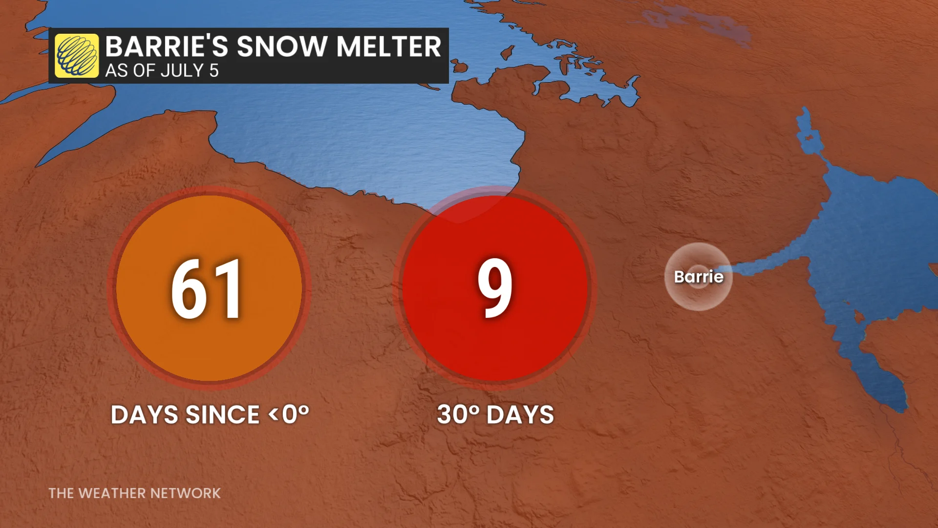 Barrie, Ont., snow melter as of July 5
