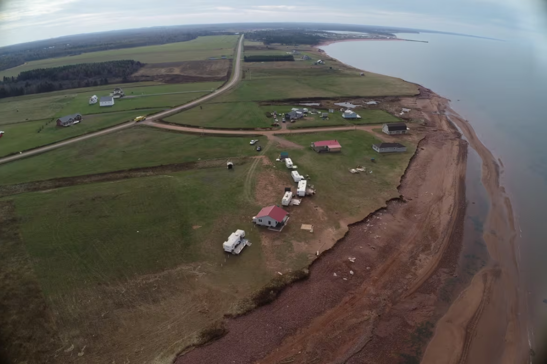 CBC: A seven-metre shoreline loss was reported at Cape Gage Road, a new site added last year in western P.E.I. (UPEI School of Climate Change and Adaptation)