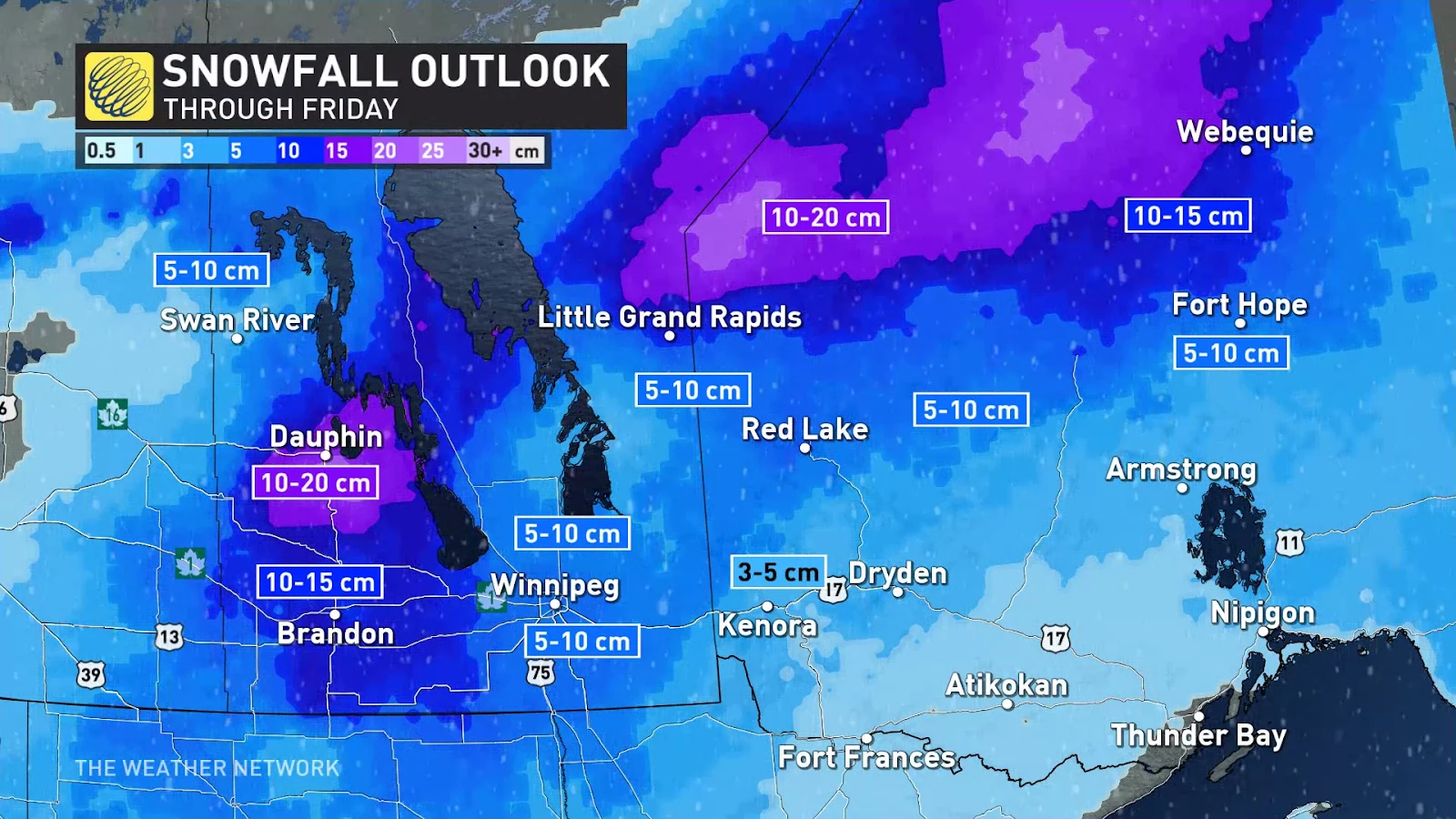 Manitoba snowfall totals
