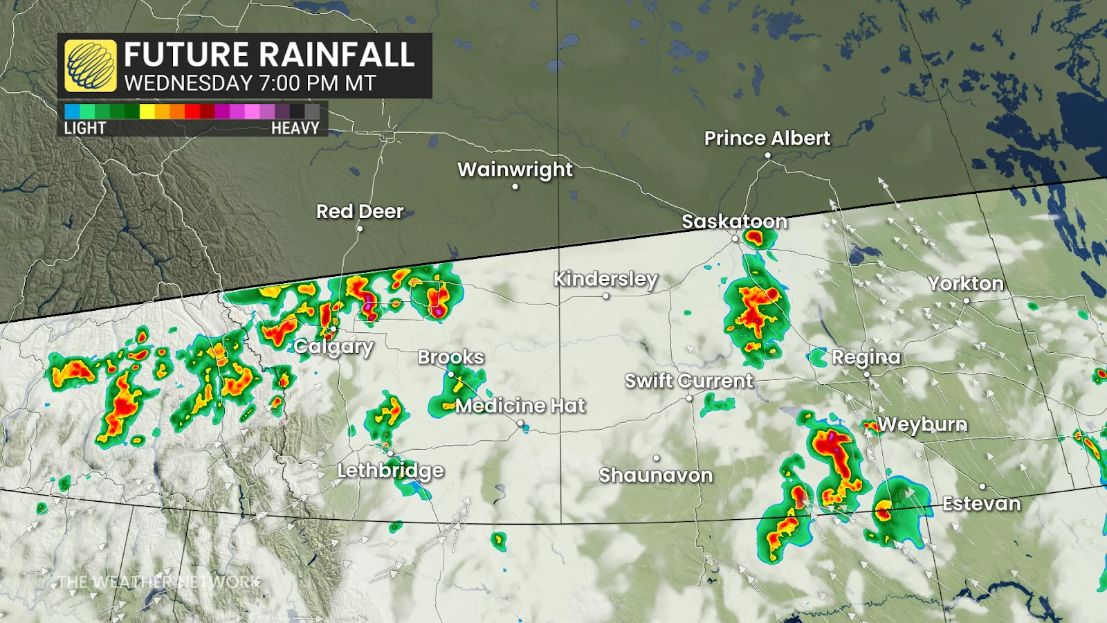 Wednesday, Rainfaill, Prairies, Thunderstorm, Storm, Prairies, Alberta, Saskatchewan, June 24, 2025. (The Weather Network/Rachel Modestino)