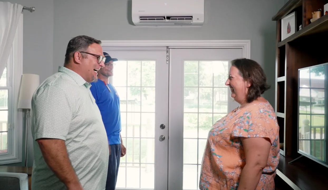 Sponsored for Moovair - Jennifer and Paolo Cardamone with newly installed heat pumps  in Caledonia Ontario (TWN)