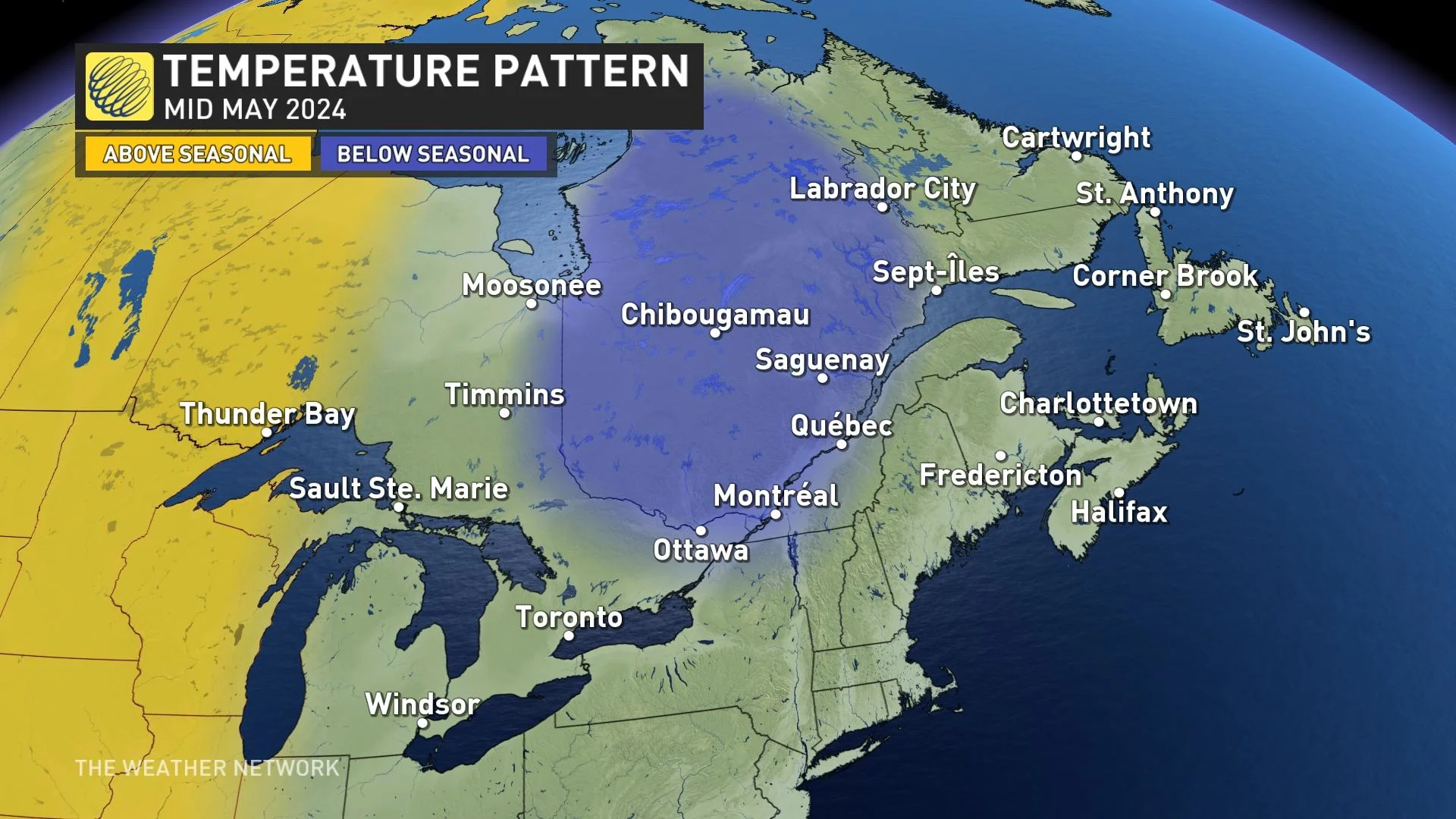 Eastern Canada temperature outlook for mid-May