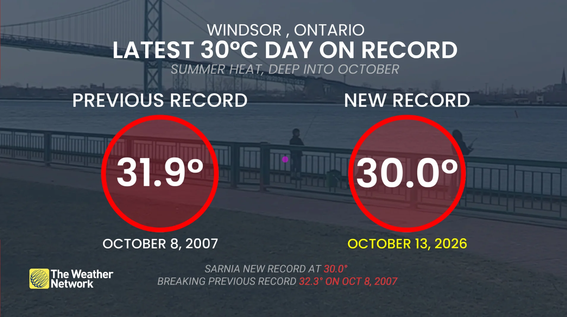 Windsor daily temperature record Oct. 13, 2026