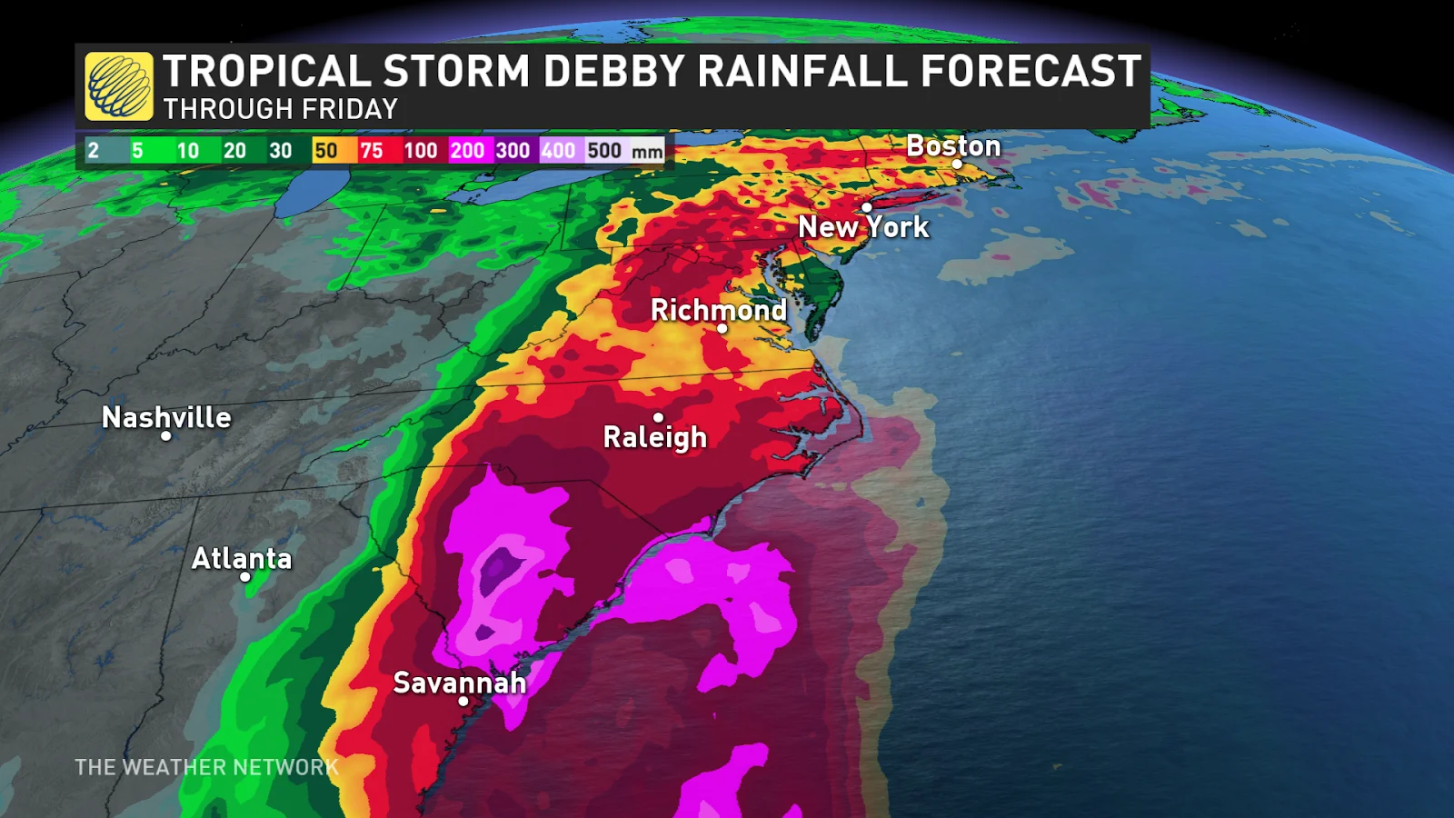 Debby East Coast rainfall forecast Aug 6 2024