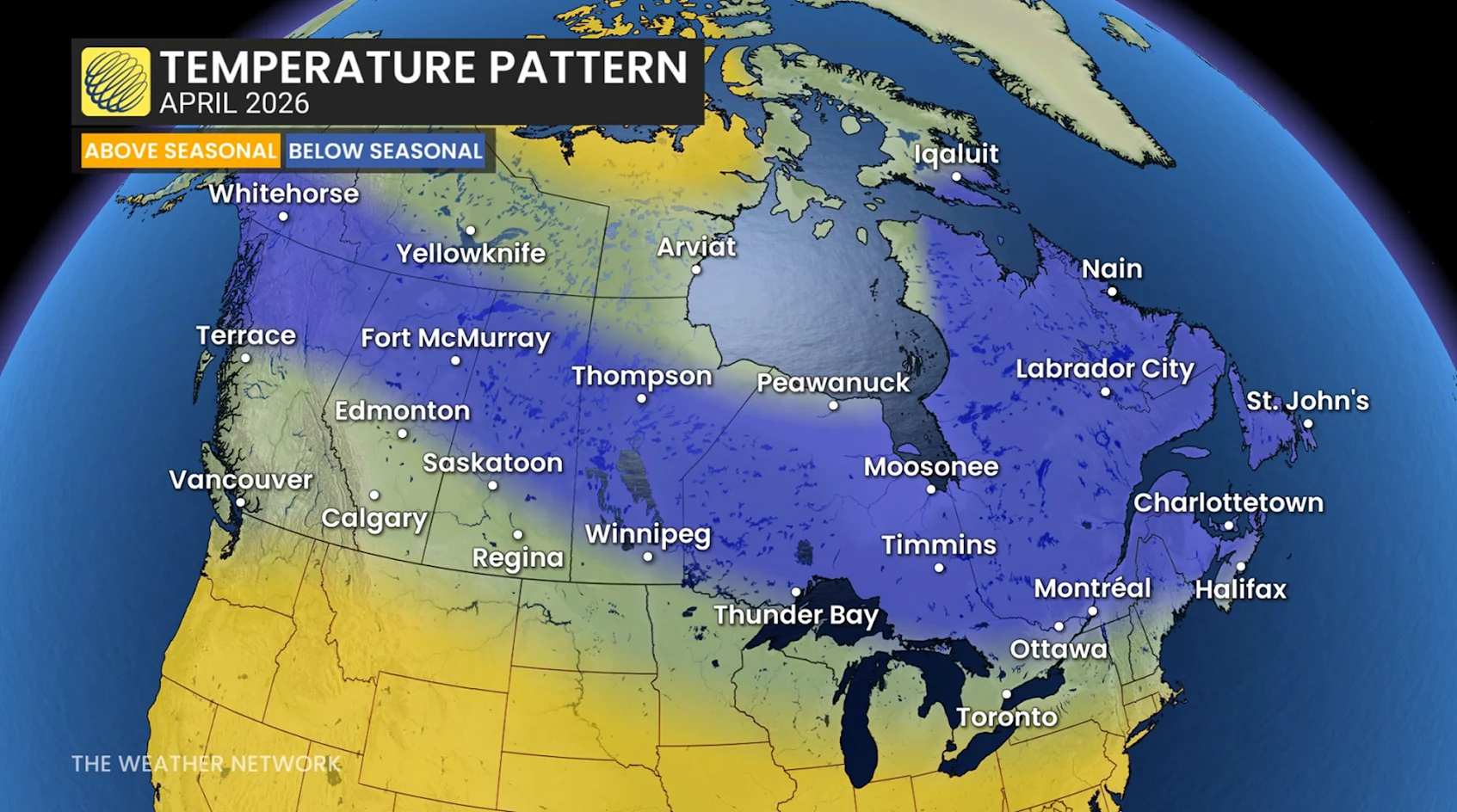 April 2026 temperature pattern
