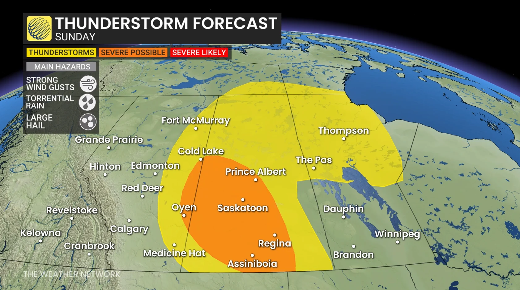 Prairies thunderstorm outlook Sunday