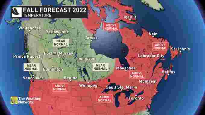 CANADA Fall Forecast 2022 - Temperature forecast