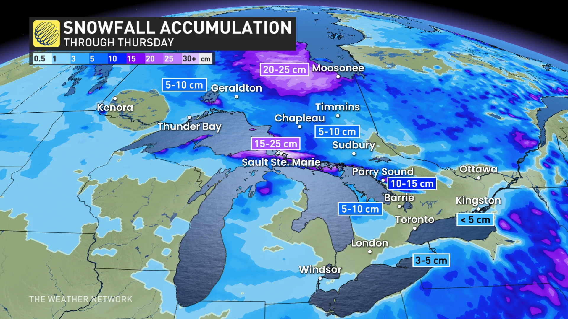Baron - Ontario snowfall totals - Nov26