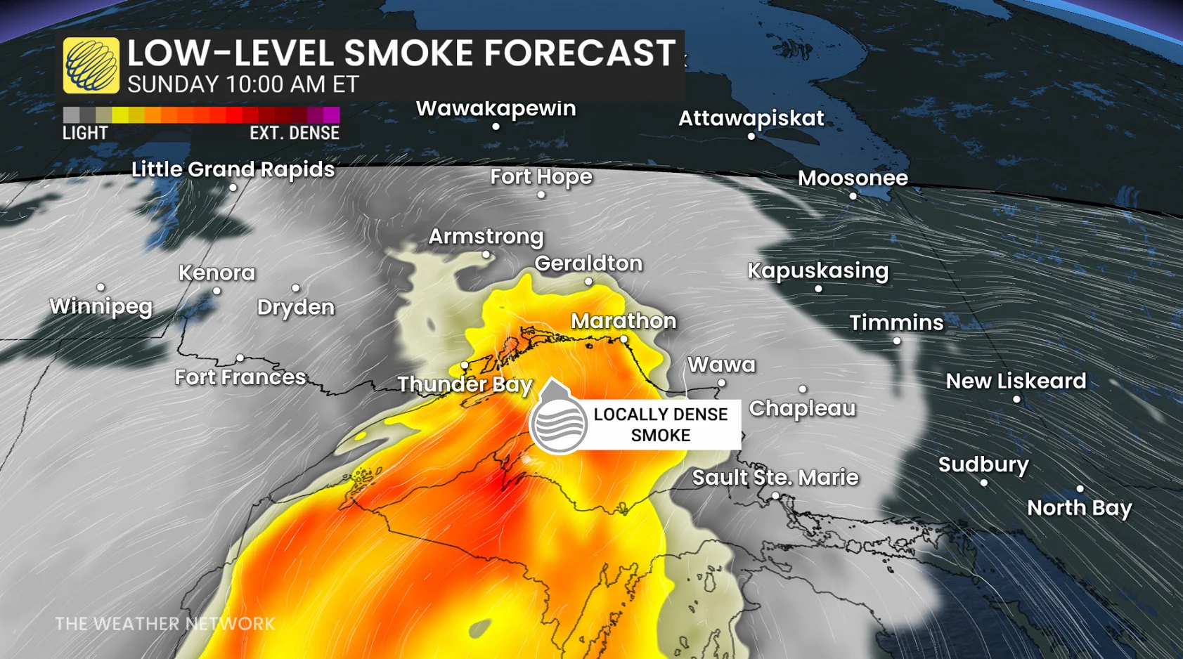 Northwestern Ontario Sunday morning forecast smoke - July 18, 2026