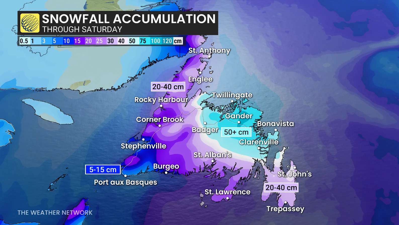 Boxing Day, Newfoundland, Snowfall, Snow, Blizzard, December 24, 2025. (The Weather Network)