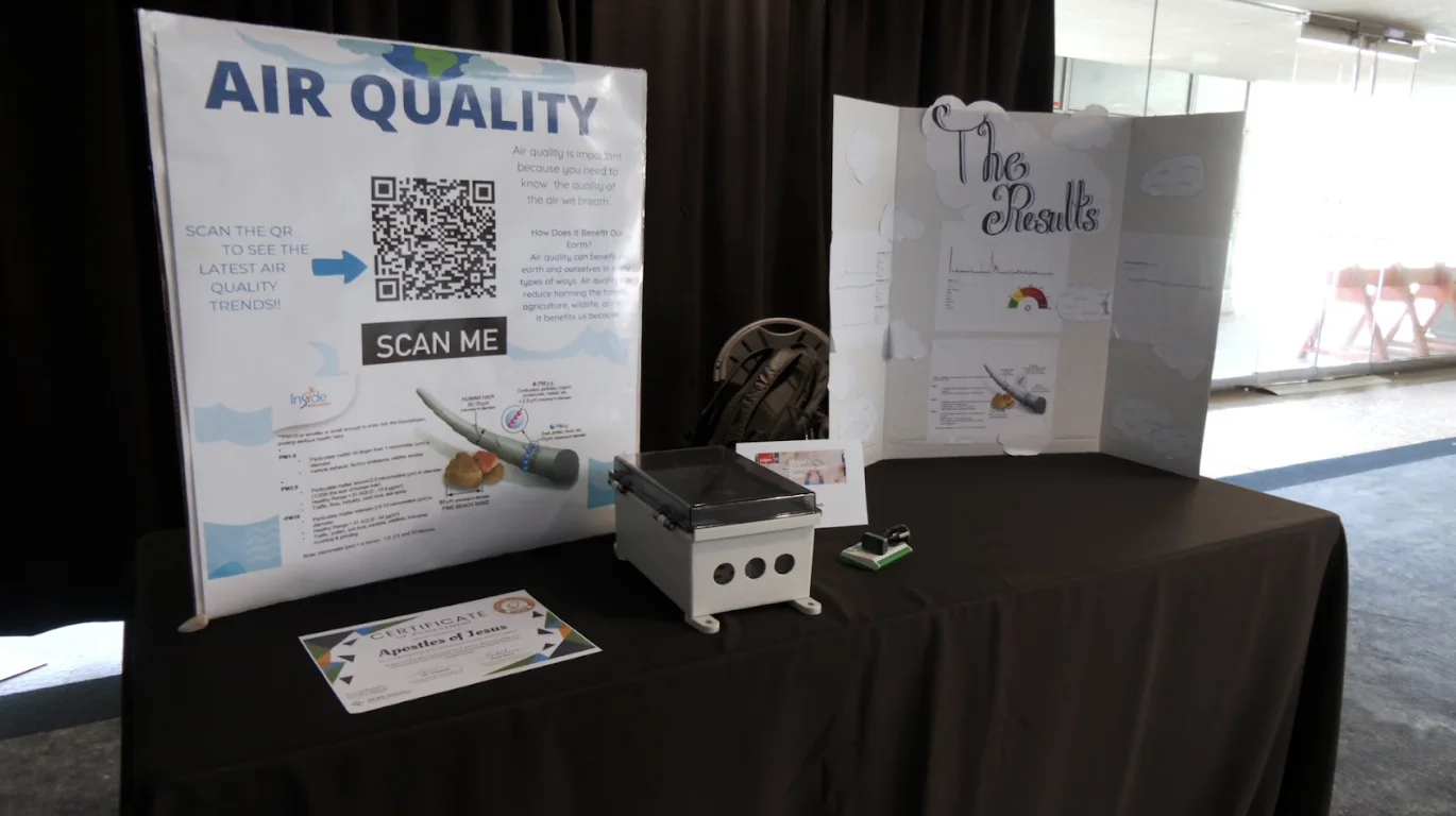 Connor O’Donovan | The results of the Apostles of Jesus School’s air quality monitoring project are displayed. 