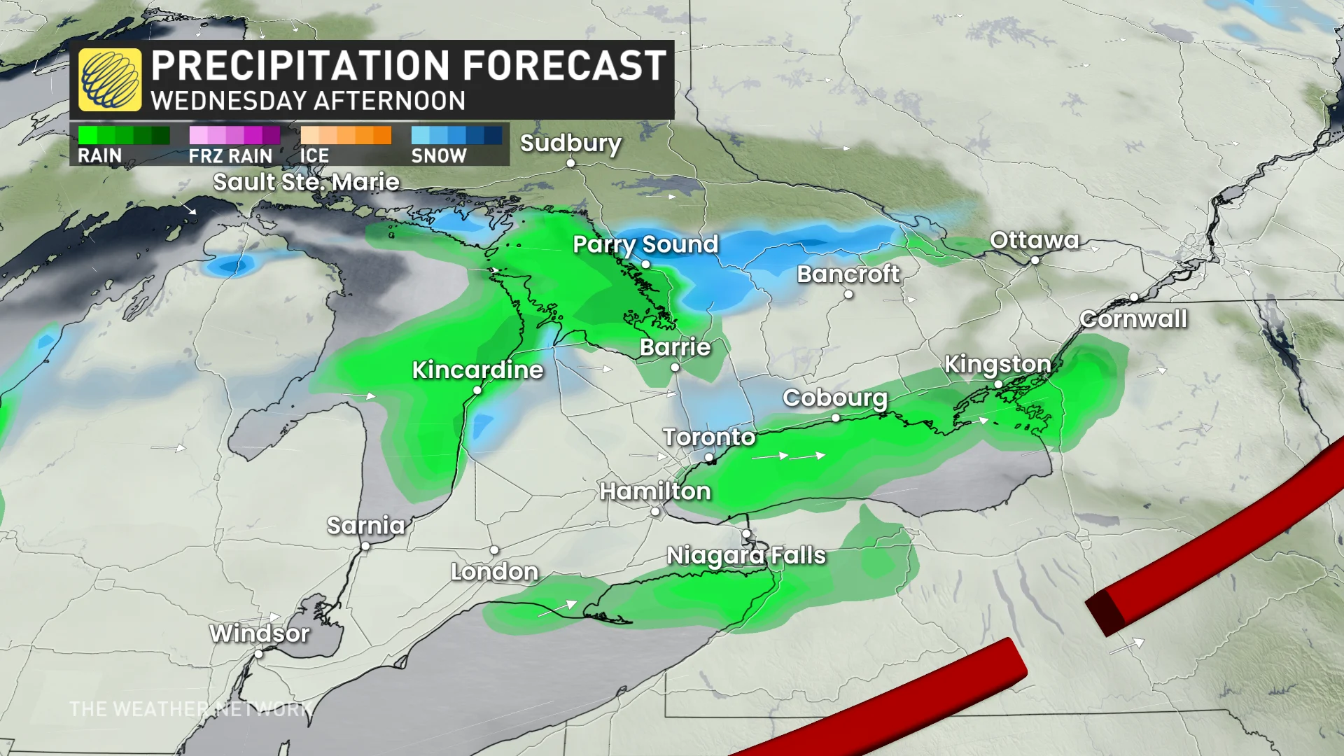 Ontario Wednesday afternoon precipitation timing