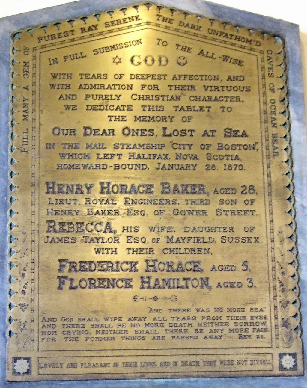 Memorial in St Pancras Parish Church London