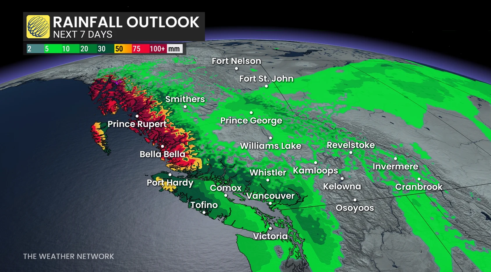 B.C. rainfall outlook through next seven days