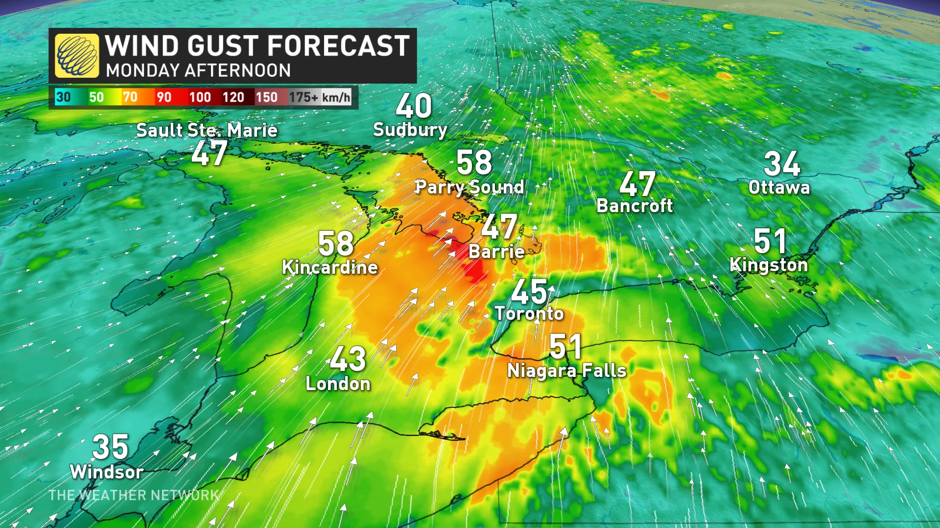 Baron - Monday afternoon winds in Ontario - Feb24