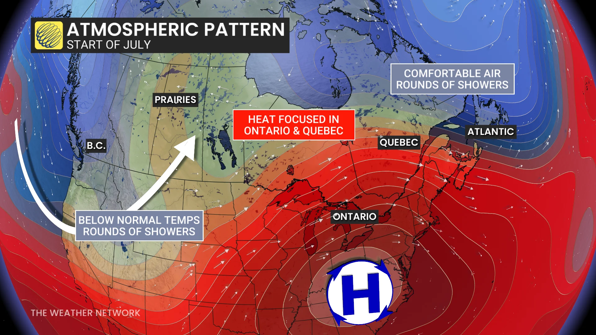 Start of July atmospheric pattern Canada July 2026