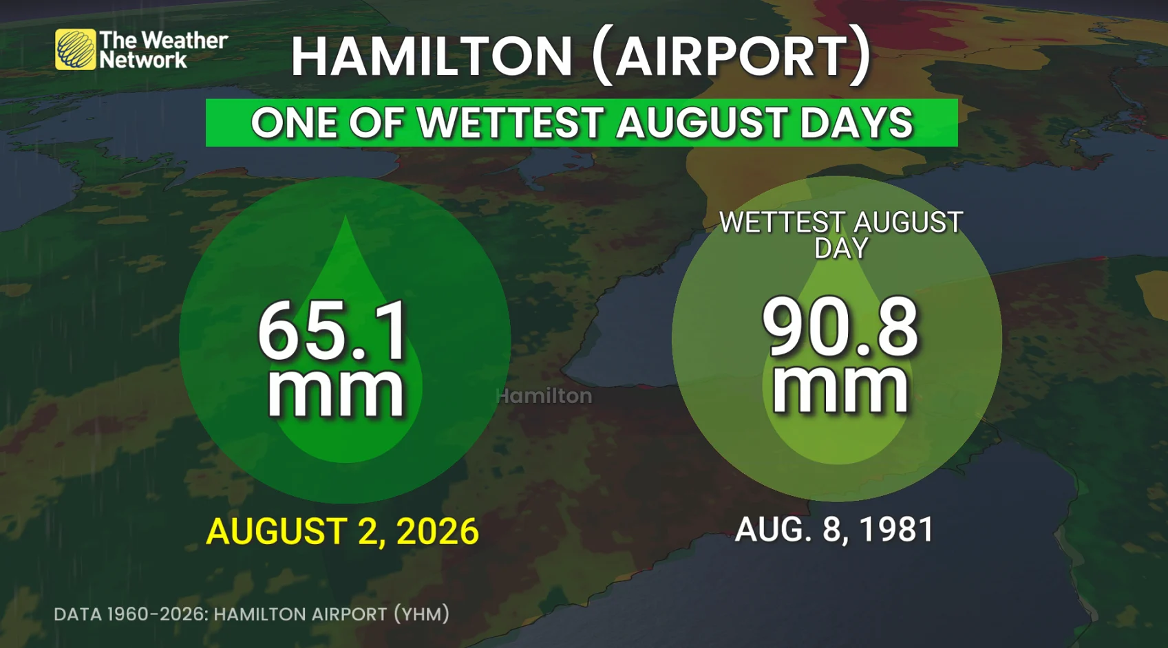 Hamilton, Ont., airport rain Aug. 2, one of the wettest August days