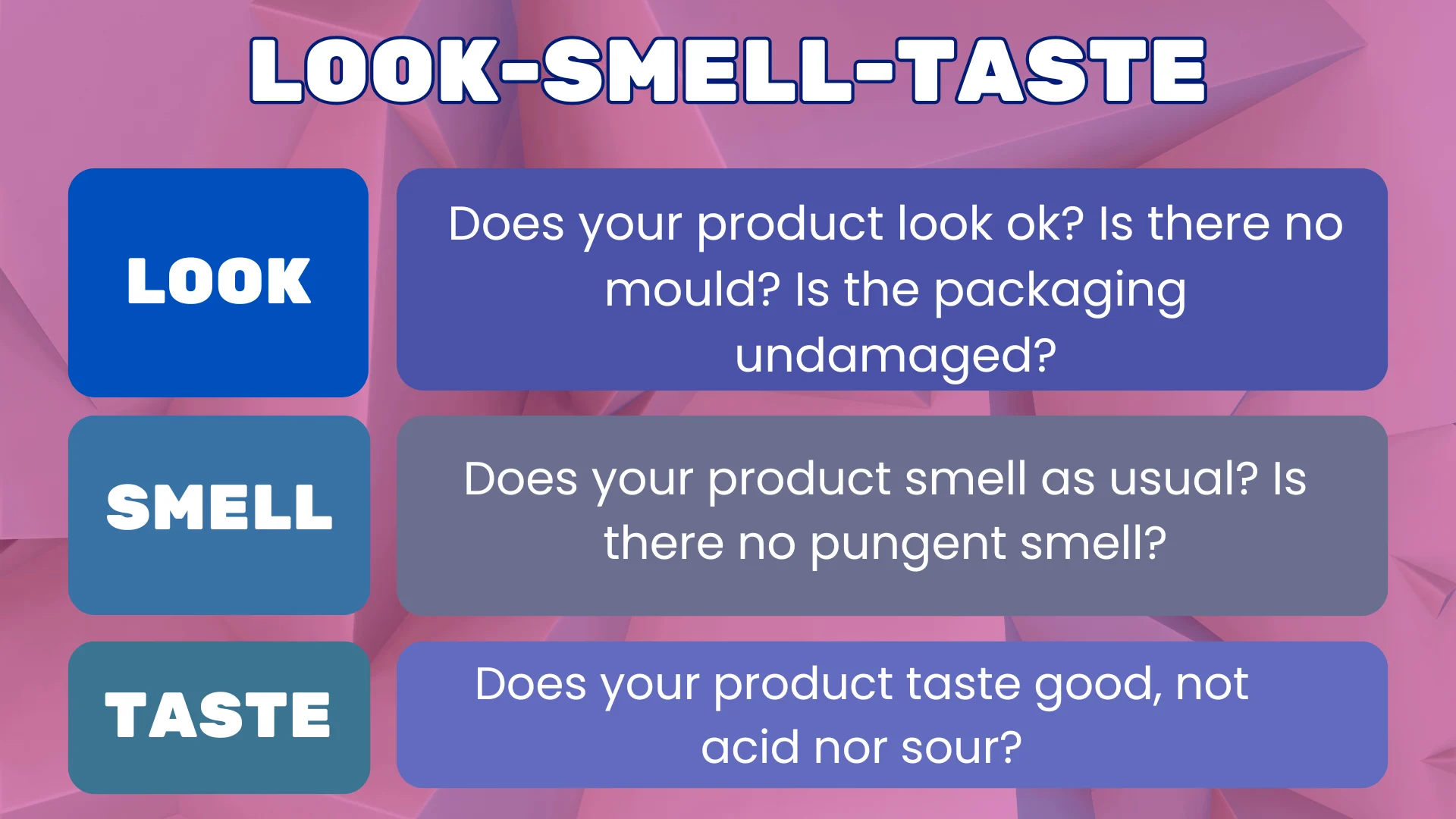 Look smell taste graphic
