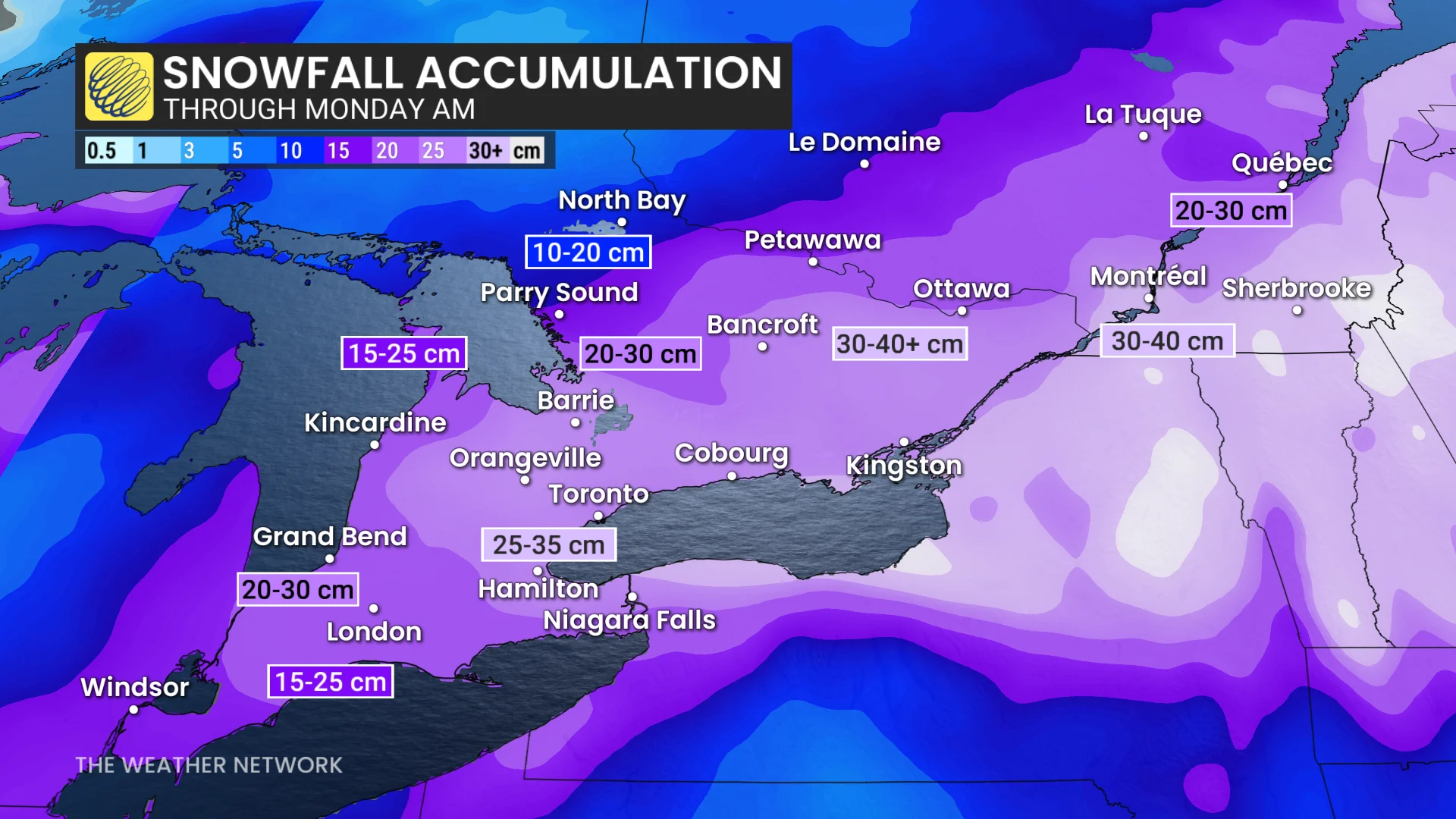 Southern Ontario Snow Through Monday AM