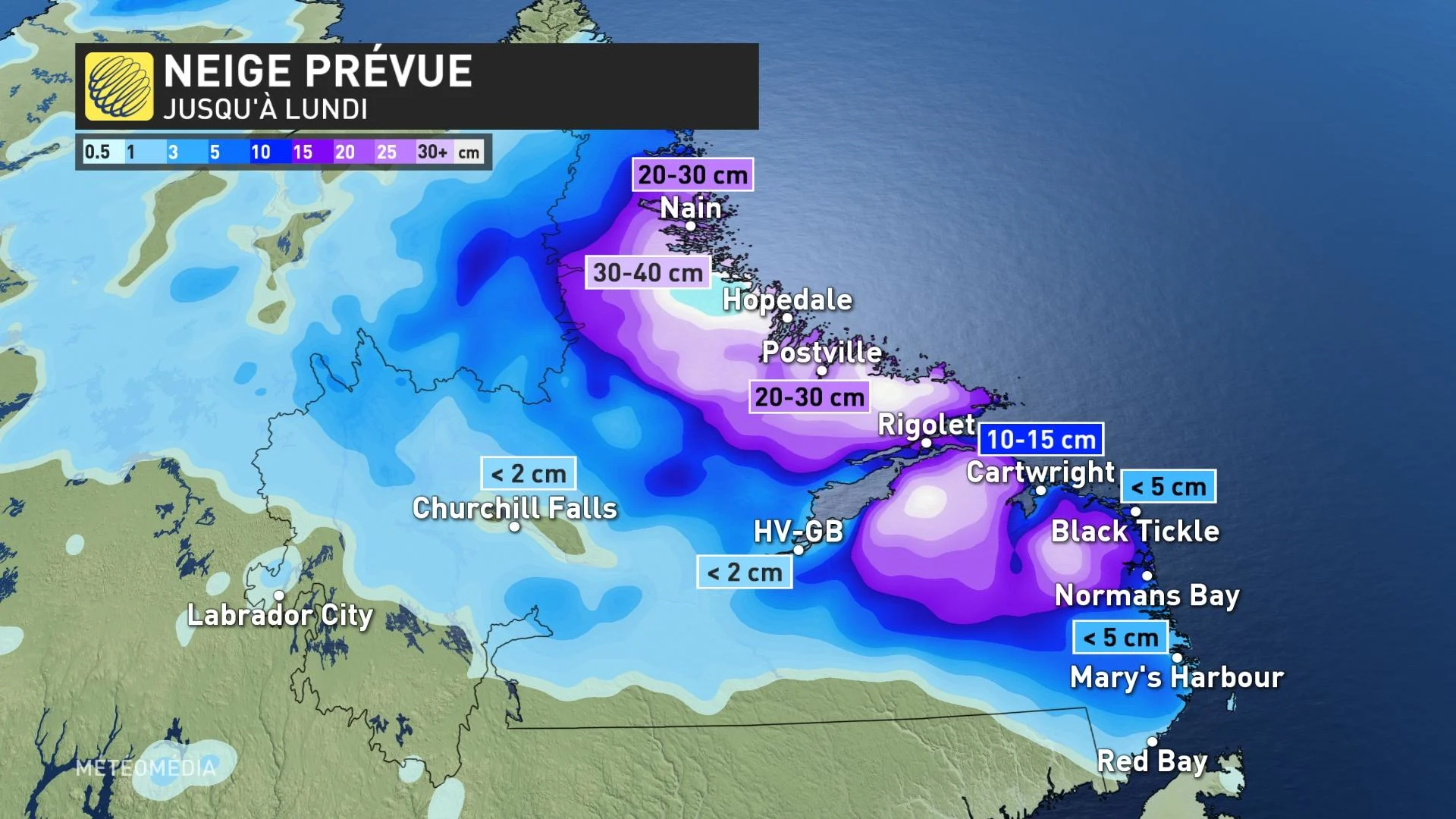 neige prévue Labrador