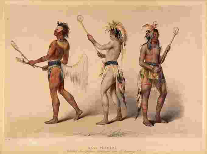 Indigenous lacross players wikimedia commons