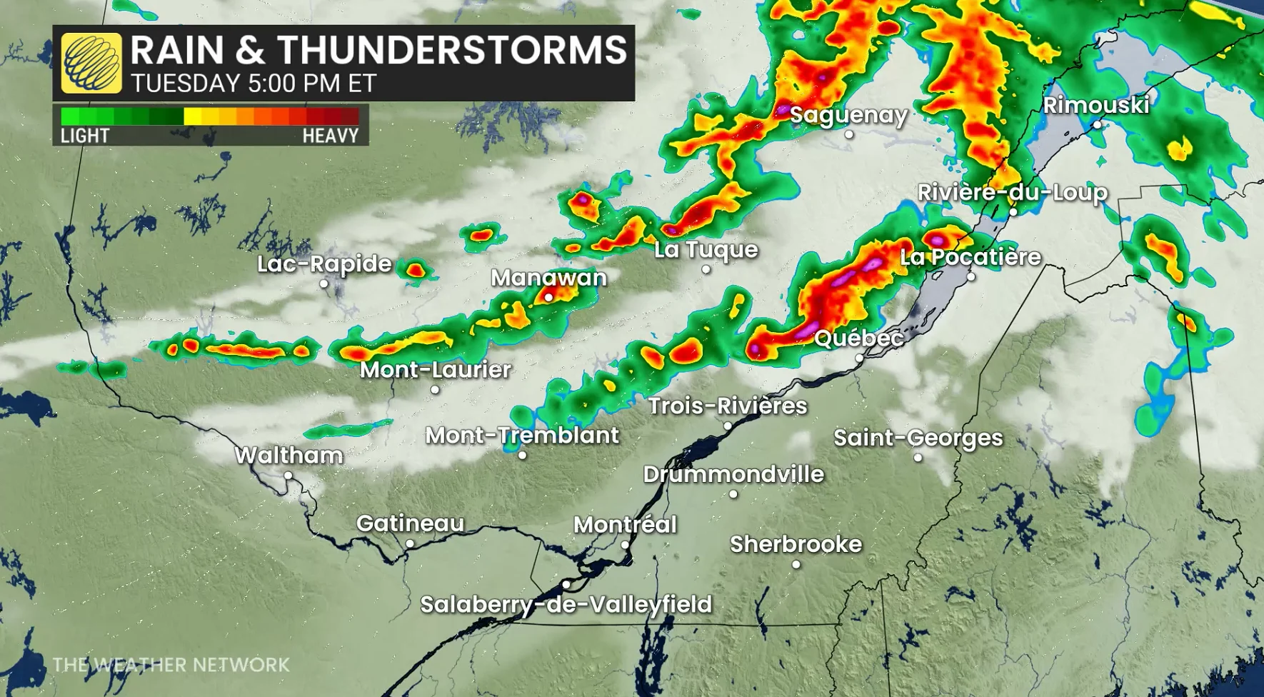 Quebec Tuesday evening forecast storms - May 26, 2026
