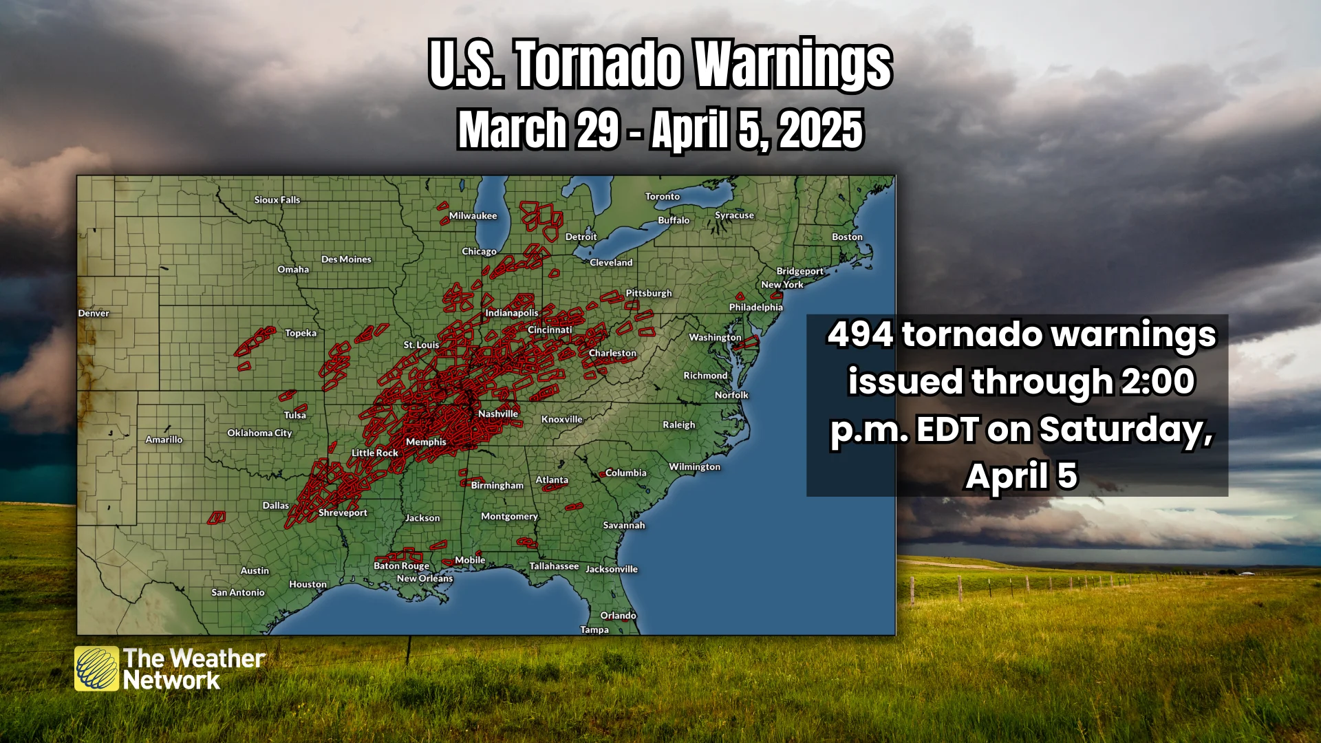 US Tornado Warnings March 29 April 5 2025