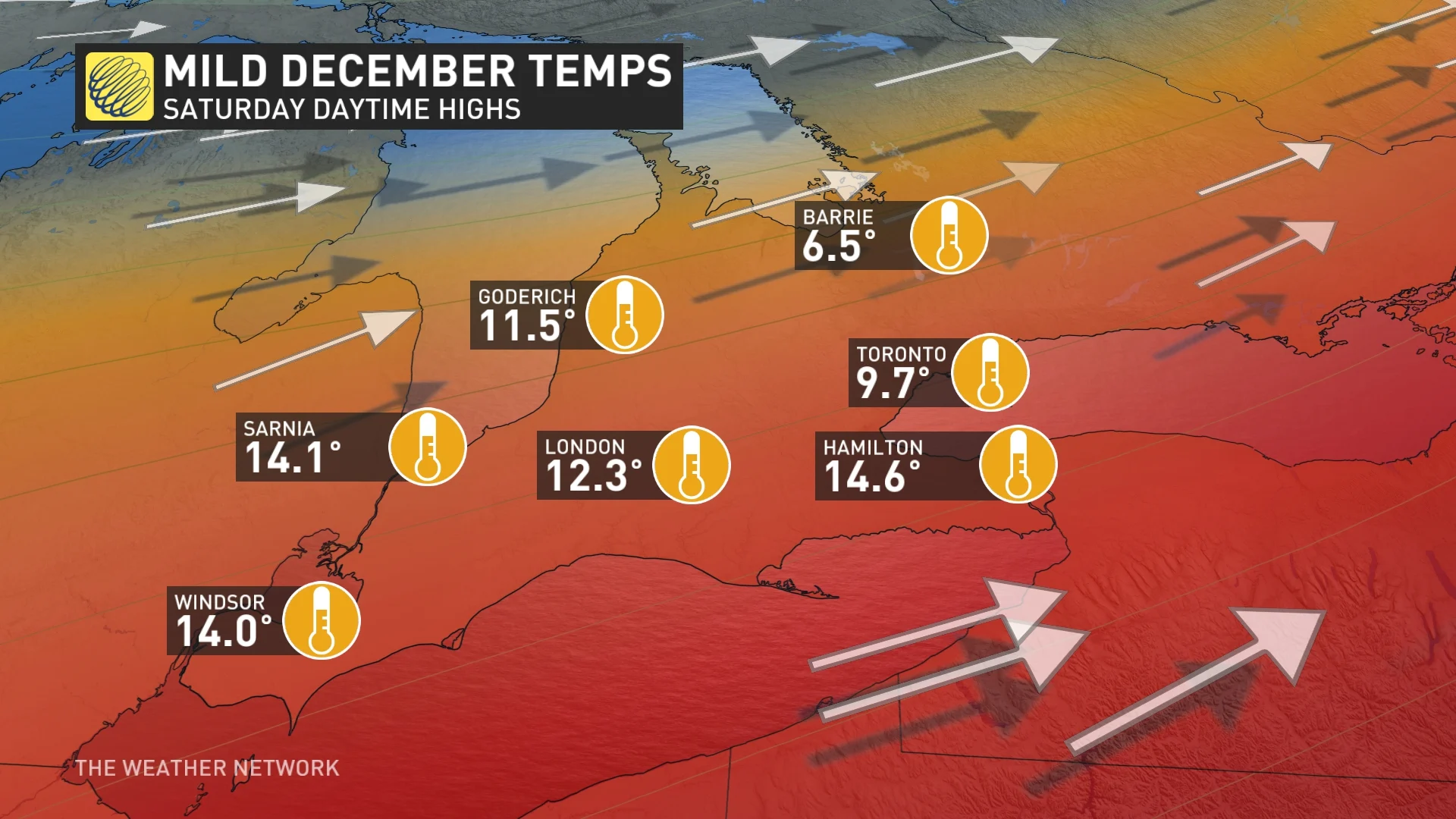 Mild December temperatures in Ontario/Saturday, Dec. 28, 2024