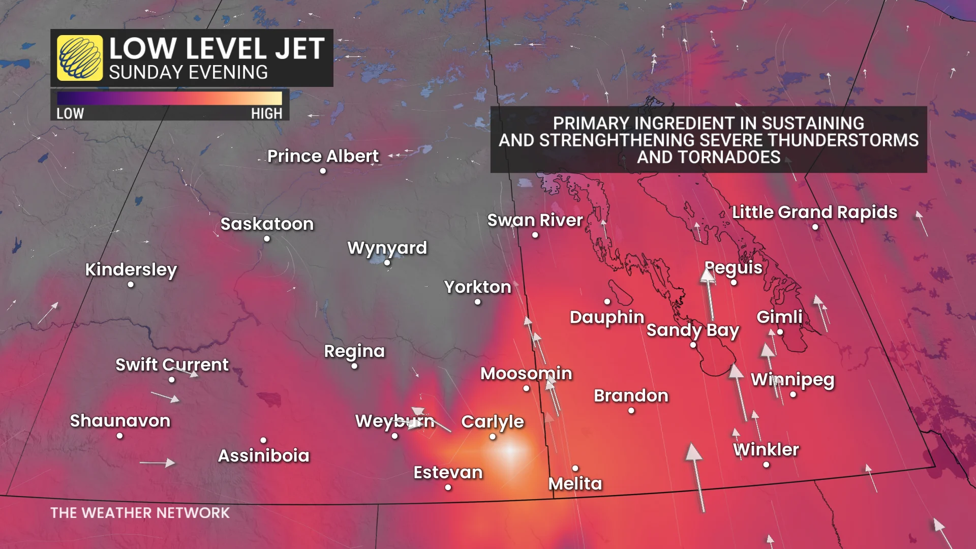 Prairies low-level jet Sunday evening