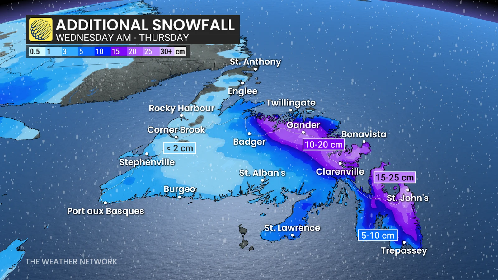 Additional Snowfall going into Thursday for Newfoundland
