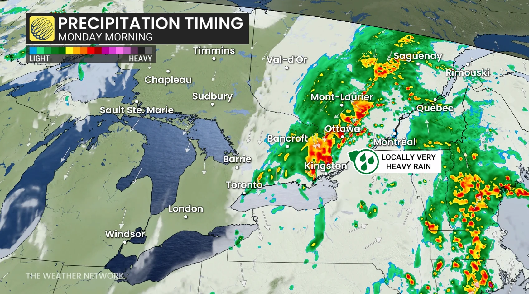 Ontario Precipitation Timing Monday Morning