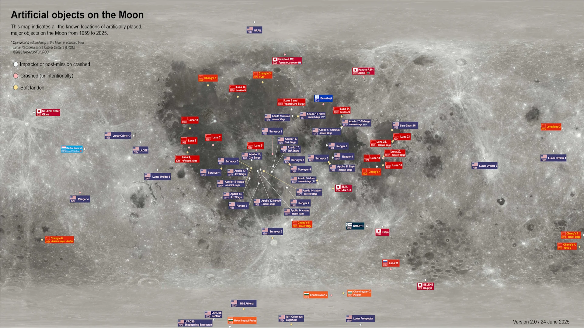 Map of Artificial Objects on the Moon