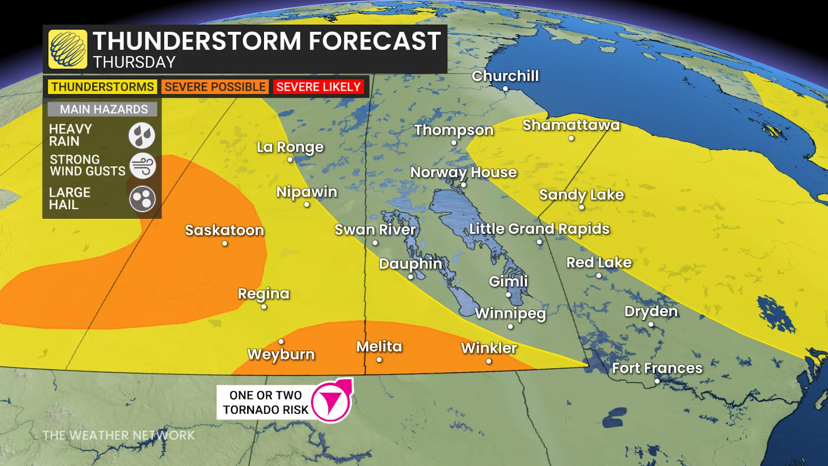 Prairies/NWO Thursday forecast storm risk - Aug. 7, 2025