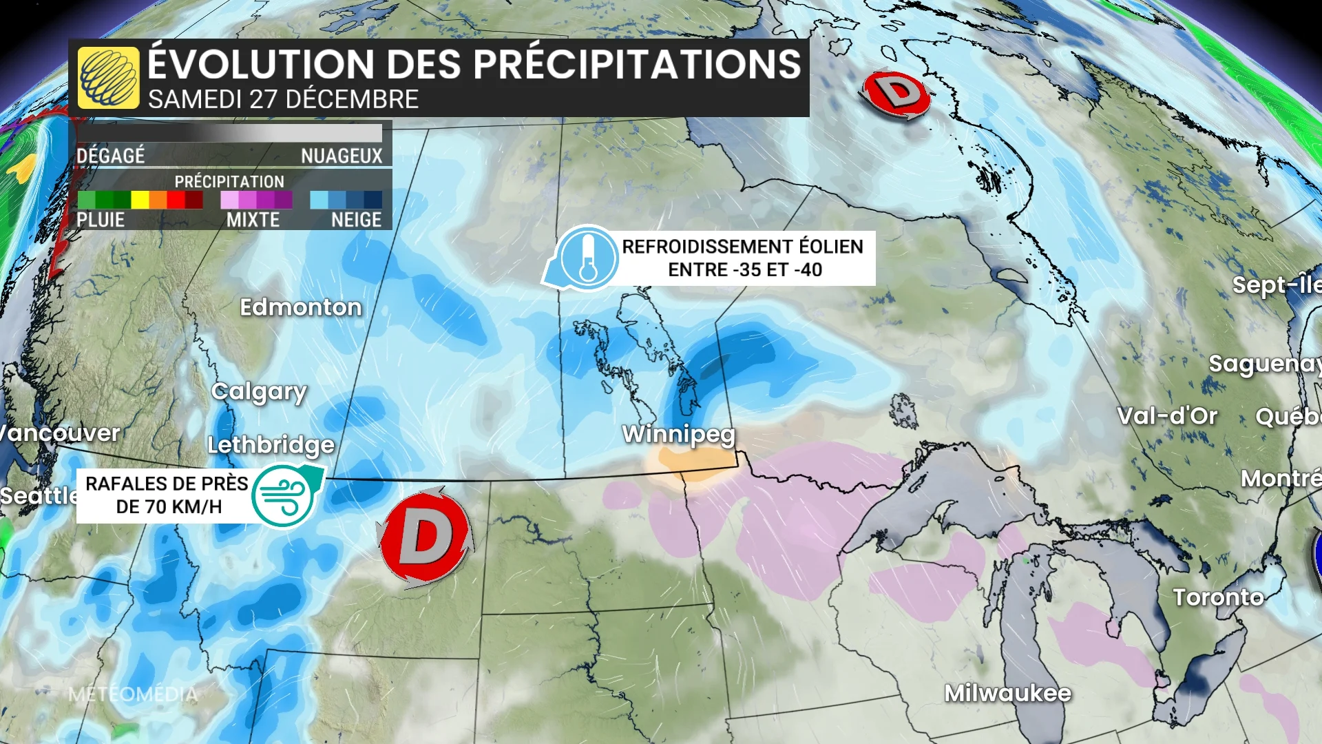 Tempêtes d'ouest en est