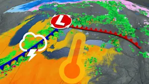Spring-like warmth brings winds, showers, storms, and a flood risk from rain and snowmelt