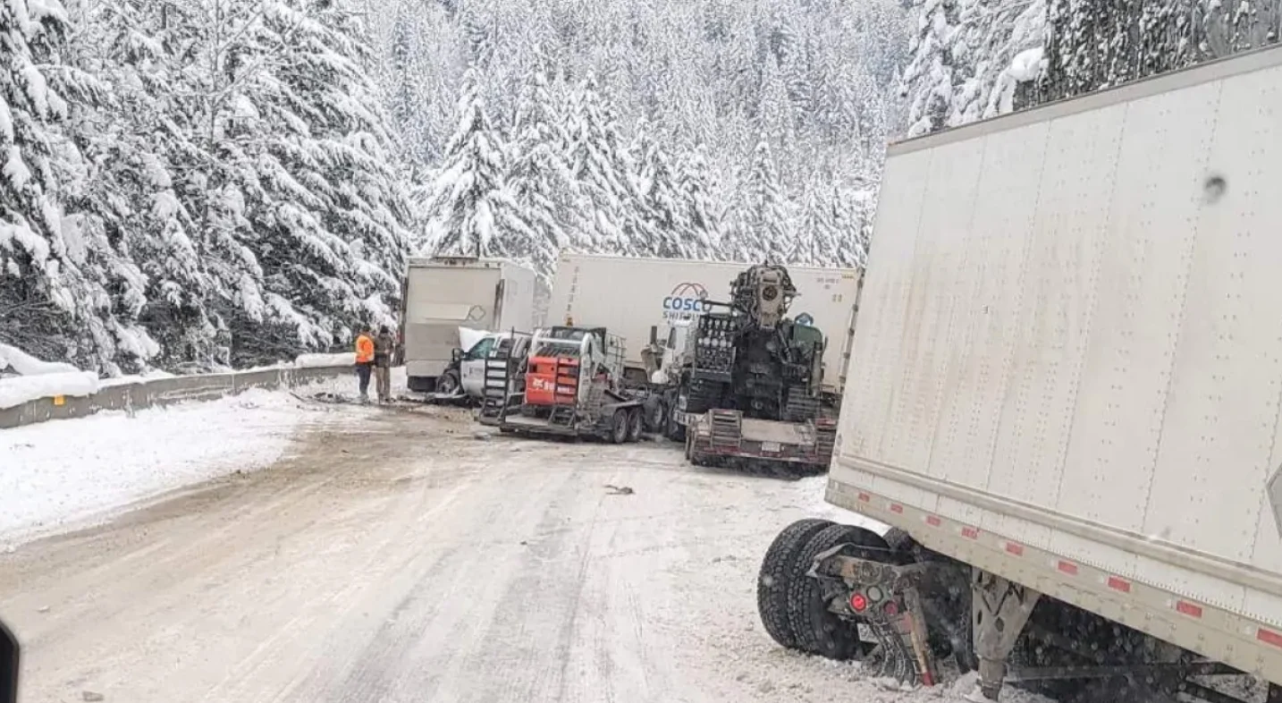 CBC: Thirteen ambulances, three air ambulances and a number of patient transit buses responded to find around 34 people needing help, according to B.C. Emergency Health Services. (Mitchell Danilak)